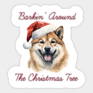 Christmas Akita Dog in Santa Hat Sticker